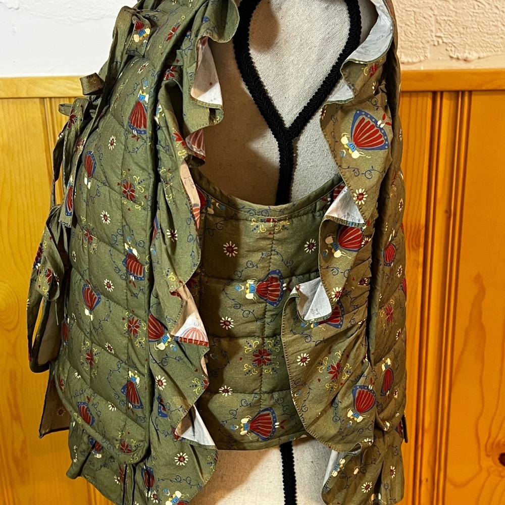 Anthropologie Caron Callahan Quilted Ruffle Vest Sz-M/L - Picture 4 of 7
